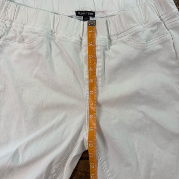 Eileen Fisher White Denim Skinny Jean Pants Pull On Size S Stretch Summer Classy - Picture 5 of 8